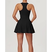 cheap Women's Tennis Dress-Women's Solid Colored Tennis Dress with Built in Shorts and Bra Sports Dress 2pcs Sleeveless Zipper Breathable Tennis Golf Pickleball U Neck Racerback Black White Purple Tennis Clothing