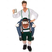 abordables Costume Amusant-Ride-On Oktoberfest Costume Funny German Beer Man Piggyback Outfit for Adult Halloween Party Bavarian Festival Fancy Dress