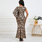 preiswerte Bodenlänge-Kleid Mutter der Braut Kleid Elegantes Boot-Ausschnitt Bodenlänges Spitzen Kurzarm mit Pailletten