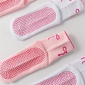 halpa Henkilökohtainen hoito ja terveys-3 paria pitäviä pilates-sukkia naisille, liukumattomat jooga-urheilusukat, pitkät puuvillaiset liukumattomat sukat silikonipisteillä, hengittävät hiljaiset barre-sukat sisätiloissa käytettäväksi