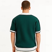 billige Klassisk poloskjorte for menn-Herre Polo Strikk polo Virksomhet Avslappet V-hals Kortermet Formelt Fargeblokk Original Sommer Alle årstider Svart Hvit Kakifarget Militærgrønn Polo