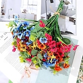 billige Kunstige planter og blomster-38 bunter kunstige blomster til utendørs bruk, imitert vårgressfiolett, silketrykte vannplanter, eukalyptusblader, UV-bestandig for hage, veranda, terrassedekor
