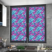 abordables Pegatinas de pared-Pegatina de ventana retro con diseño de flores y pájaros, de PVC, electrostática, no adhesiva, extraíble, con patrón de colores aleatorios.