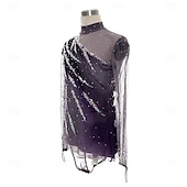 お買い得  男子と少年のフィギュアスケート衣装-フィギュアスケート用トップス 男性用 男の子 アイススケート トップス ダークグレー パッチワーク スパンデックス 高弾性 訓練 競技大会 スケートウェア クラシック クリスタル・ラインストーン 長袖 アイススケート フィギュアスケート