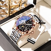 abordables Relojes mecánicos-Reloj de lujo de alta calidad para hombre, resistente al agua, luminoso, cronógrafo con fecha, reloj de acero inoxidable de cuarzo para hombre.