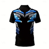 abordables Polo geométrico para hombre-Hombre Bloque de color Polo Manga Corta Camisas de polo Camisas con cuello Casual Exterior Calle Ropa Cotidiana Impresión 3D Verano Azul Piscina