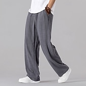 economico Classico-Per uomo Pantaloni di Lino Pantaloni Pantaloni Estivi Pantaloni da Spiaggia Tasca Coulisse Elastico in vita Semplice Comodità Traspirante Vacanza Quotidiano Ferie Hawaiano Boho Nero Bianco