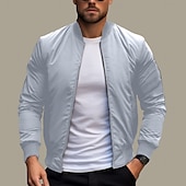 preiswerte Herrenjacken &amp; Herrenmäntel-Herren Bomberjacke übergangsjacke Alltagskleidung Leicht Reißverschluss Sommer Frühling Einfach Streetwear Kragen Regulär Schwarz Rot Dunkelblau Grau Jacken