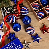olcso Függetlenség napi dekoráció-9 db/szett hazafias díszek július 4-i fadíszekhez, piros fehér kék törésálló americana törpe függő gömbdíszek munka karácsonyi emléknapi dekorációhoz