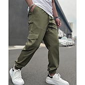cheap Cargo Pants-Men's Cargo Pants Trousers Drawstring Elastic Waist Multi Pocket Plain Wearable Daily Outdoor Camping &amp; Hiking Fashion Classic Navy Blue Khaki
