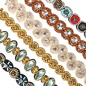 baratos Acessórios de penteados-1 peça faixa de cabeça com contas de strass, faixa elástica de cabelo para mulheres e meninas, acessórios de cabelo 20-26,8&#039;&#039; multicoloridos