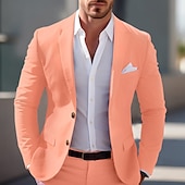 preiswerte Herren Klassische Blazer-Herren Abschlußfeier Blazer Geschäft Cocktailparty Hochzeitsfeier Mode Lässig Frühling &amp; Herbst Polyester Einfarbig Knöpfe Tasche Bequem Einreihig Blazer Hellrosa Gelb Rosa Königliches Blau