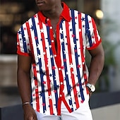 voordelige Vlag patroon-Independence Day Voor heren Amerikaanse Amerikaanse vlag Vaderlandslievend Vierde juli Overhemd Zomer overhemd Overhemd met knopen Korte mouw Mode-casual Feestdagen Zomer Lente Strijkijzer