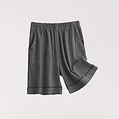 billiga Sov botten-Herr Vardagsklädsel Pyjamasshorts Slät Mode Klassisk Ledigt Hem Dagligen Säng Bomull Komfort Andningsfunktion Mjuk Shorts Elastisk midja Sommar Svart Blå