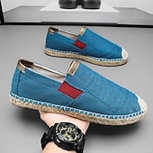 economico Slip-ons e mocassini da uomo-scarpe espadrillas slip-on da uomo rosse con suola in juta - scarpe estive comode e alla moda per l&#039;uso quotidiano