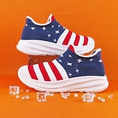 cheap Men&#039;s Sneakers-Men&#039;s Patriotic Slip-On Sneakers - American Flag Print Style for Casual Outdoor and National Holiday Wear