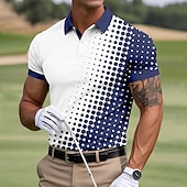 levne Pánské golfové polo tričko-Pánské Geometriské vzory Sportovní polokošile Krátký rukáv Polo tričko Košile s límečkem Na běžné nošení Škola Venkovní Denní nošení 3D tisk Léto Černá Rubínově červená Nebeská modř