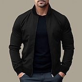 preiswerte Herrenjacken &amp; Herrenmäntel-Herren Bomberjacke übergangsjacke Täglich Leicht Tasche Frühling &amp; Herbst Klassisch Stehkragen Regulär Schwarz Gelb Rot Marineblau Königliches Blau Jacken