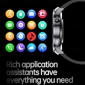 abordables Relojes inteligentes-Reloj inteligente et475 de 1,73&#039;&#039; con pantalla AMOLED, llamadas Bluetooth, emergencia SOS, modo multideportivo, detección de fatiga y sueño, corona giratoria y esfera redonda resistente al agua para hombre.