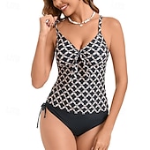 abordables Maillots une pièce et tankinis-Femmes Tankini Maillot De Bain Deux Pièces Dos nageur Maillot de Bain Couleur Unie Maillots de Bain Noir Vin Respirant Séchage Rapide Sans manches - Natation Surf Plongée en apnée Été