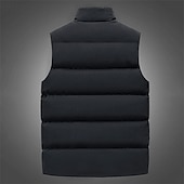billiga Herrarnas puffer väst-Herr Pufferväst Gilet Quiltad väst Semester Dagligen Datum Mode Ledigt Höst vinter Ficka Polyester Håller värmen Bekväm Ensfärgat Dragkedja Hög krage Normal Svart Vin Rubinrött Blå Väst