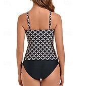 abordables Maillots une pièce et tankinis-Femmes Tankini Maillot De Bain Deux Pièces Dos nageur Maillot de Bain Couleur Unie Maillots de Bain Noir Vin Respirant Séchage Rapide Sans manches - Natation Surf Plongée en apnée Été