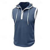 voordelige Sportschool tanktops-Voor heren Wafel Tanktop Hesje Mouwloos shirt Mouwloos Capuchon Zomer Effen Modieus Sportief Klassiek Capuchon Casual Sportschool Straat Rood Top T-shirt voor mannen
