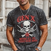 economico Magliette grafiche da uomo-Maglietta grafica da uomo con lavaggio vintage design teschio della generazione bastarda Gen X