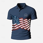  4 luglio 2026 250° Giornata dell'indipendenza Per uomo Bandiera Americana Polo Maniche Corte Bavero Casual Quotidiano Sport & Outdoor Athleisure Festival Bottoni Estate Bianco Blu marino