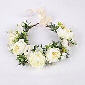 billige Tilbehør til hårstyling-bohemsk hårtilbehør skogsblomst bryllupspannebånd grøntområder blomsterkrone krans fotorekvisitt