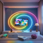 abordables Bandes lumineuses led-Bande lumineuse LED néon 2 m/3 m/5 m, bande lumineuse étanche à 360 degrés avec télécommande de synchronisation musicale &amp;Éclairage flexible alimenté par USB pour salle de jeux intérieure/extérieure,