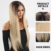 levne Syntetické trendy paruky-Syntetická paruka, kudrnaté rovné, yaki rovné, vrstvený střih s ofinou, paruka 32 palců, A1 syntetické vlasy pro ženy, klasické, pohodlné