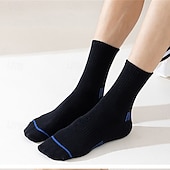 economico calzini da uomo-Per uomo 5 Paia Pacchi Multipli Calzini Calzini da Corsa Calzini Casual Nero Bianco Colore A righe Vacanza Sport &amp; Outdoor Quotidiano Base Medio Primavera Autunno Moda Casual