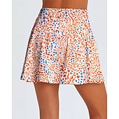 preiswerte Damenröcke &amp; Skorts-Damen Blumenmuster Lässiger Rock Tennisröcke mit Shorts Über dem Knöchel Feuchtigkeitsableitend Atmungsaktiv Tennis Golfspiel Pickleball Blau Orange Grün Tennisbekleidung