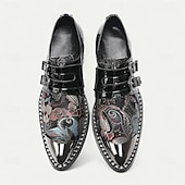 levne Elementární Společenské Boty-Černé kožené monk strap boty pro muže – Chic formální obuv na večírky a noční akce
