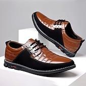 voordelige Casual Veterschoenen-Heren zwart-witte imitatieleren sneakers met sportief design – comfortabele en modieuze schoenen voor casual dagen, reizen en weekenduitjes