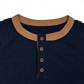 cheap Casual Henley Tee-Men's Henley Shirt Tee Short Sleeve Henley Summer Spring Patchwork Fashion Designer Casual Buttons Outdoor Casual Daily Black Navy Blue Blue Top Tee for Men