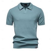 preiswerte Klassisches Poloshirt für Herren-Herren Polo Strick-Polopullover Geschäft Lässig V Ausschnitt Kurzarm Formell Einfarbig Texture Neuheit Sommer Ganzjahres Hellblau Schwarz Weiß Marineblau Armeegrün Dunkelgray Polo