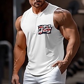 cheap Tank Tops-Men&#039;s Tank Top Vest Undershirt Sleeveless Shirt Sleeveless Crew Neck Round V Neck Summer Graphic Plain Independence Day Fashion Classic Athleisure Quick Dry Street Casual Sports White Red Blue Top
