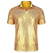 preiswerte Oberteile-Retro Vintage 1970er Rave T-Shirt Polo Kurze Ärmel Disco Pailletten Herren Halloween Karneval Musikfestival Pride Parade Pride-Monat Erwachsene T-shirt Frühling &amp; Sommer