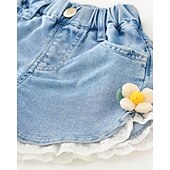 cheap Bottoms-Kids Girls&#039; Shorts Floral Streetwear Patchwork School 4-12 Years Summer Navy Blue Royal Blue Blue