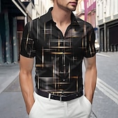 voordelige Geometrisch patroon-Voor heren Geometrisch Verloop Lijn Overhemd Zomer overhemd Overhemd met knopen Korte mouw Mode-casual Buiten Vakantie Dagelijks gebruik Zomer Lente Strijkijzer 3D-afdrukken shirts met kraag Zwart