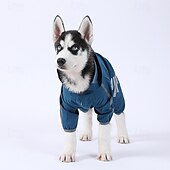 baratos capa de chuva-Capa de chuva para cachorro, capa de chuva impermeável com capuz, capa de chuva refletiva alta para animais de estimação com furo para guia para cães pequenos, médios e grandes