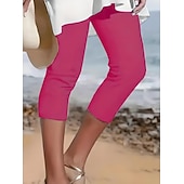  Damskie Spodnie capri Getry Urlop Moda Moda miejska Capris Wysoka talia Jednokolorowe Drukowanie Keep Warm Miękka Oddychający Elastyczny Codzienny Na zewnątrz Urlop Turkusowy Czarny Biały Fuksja Lato