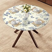 halpa Keittiö- ja pöytäliinat-kodin deluxe-pöytäliinat, joustavat reunat, flanellitaustalla, vinyyli, istuva pöytäliina, kuvio suuri, pyöreä, pitkulainen, soikea