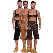 tanie Mężczyźni-Oktoberfest Haft Lederhosen bawarski Niemiecki Monachium Łąki Męskie Impreza Festiwal Piwa Tkanina w stylu tradycyjnym