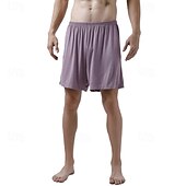 billiga Sov botten-Herr Vardagsklädsel Pyjamasshorts Slät Mode Klassisk Ledigt Hem Dagligen Säng Bomull Komfort Andningsfunktion Mjuk Shorts Elastisk midja Sommar Svart Rodnande Rosa