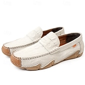 billiga Casual loafers-Vita herrloafers i konstläder med svart krokodilstruktur – eleganta och snygga slip-on-skor för semiformella evenemang, bröllop och avslappnade sammankomster