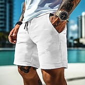 economico Pantaloncini casual-Per uomo Pantaloncini Waffle Shorts Pantaloncini Estivi Pantaloncini casual Tasca Coulisse Elastico in vita Semplice Comodità Traspirante Corto All&#039;aperto Vacanza Canotta sportiva Casual Nero Bianco