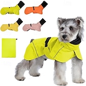 baratos capa de chuva-capa de chuva para cachorro, capa de chuva impermeável com capuz, capa de chuva ajustável para animais de estimação com orifício para guia para cães de pequeno e médio porte